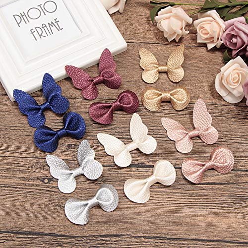 Liasun 12Pcs/set Butterfly Bowknot Hair Clips Soft Wave Grain PU Hair Bows Clips with Alligator Clips Barrettes Hair Accessories for Baby Girls Kids