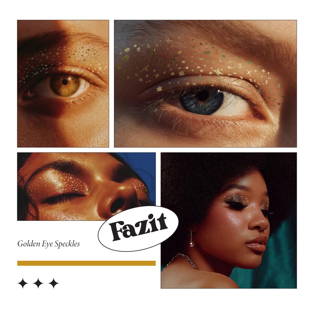 Fazit Makeup Patches - Golden Eye Speckles - Glow Up Make-Up Patches - Cute Glitter Makeup Accessories For Women - Cosmetic Glitter For Face