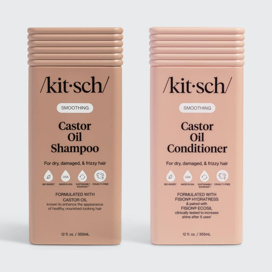 Kitsch Castor Oil Shampoo & Conditioner Set for Dry, Damaged & Frizzy Hair - Nourishing Hair Care for Women & Men - Smooths, Softens & Improves