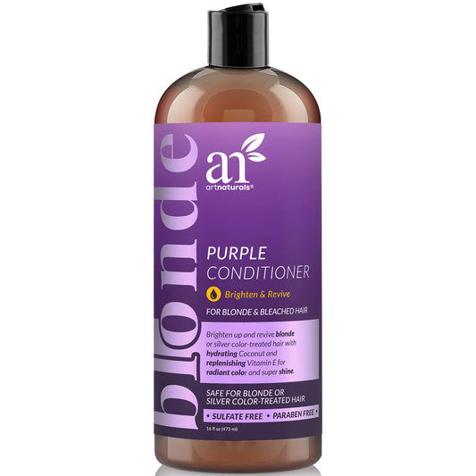 Artnaturals Purple Conditioner - (16 Fl Oz / 473ml) - Protects, Balances and Tones - Bleached, Color Treated, Silver, Brassy and Blonde Hair - Sulfate