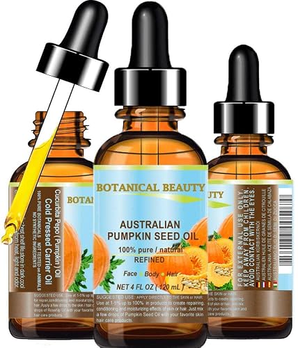Botanical Beauty Australian PUMPKIN SEED OIL Pure Natural Virgin Unrefined Cold Pressed Carrier Oil. 2 Fl.oz.- 60 ml. for Face, Skin, Hair, Lip, Nails