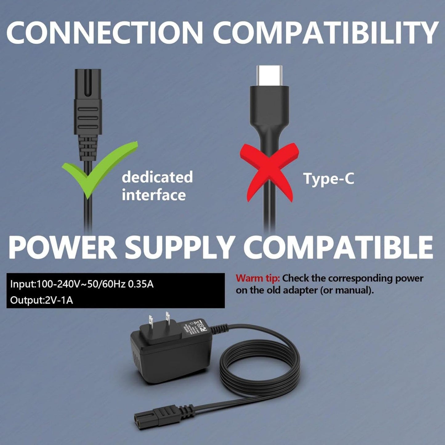 2V 1A Hair Clipper Charger with 1M Cable Multi-Security Protection Suitable for Wahl Custom Shaver 7029 7035 7352 7353 Beauty and Personal Care DBEIXIWEI