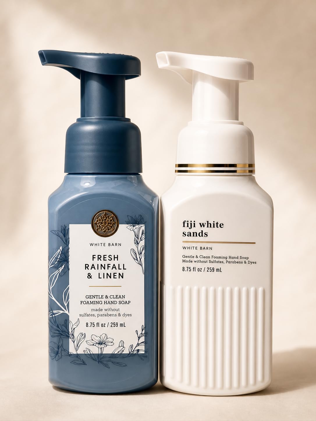 Bath & Body Works Fiji White Sands + Fresh Rainfall & Linen Foaming Hand Soap Set of 2 - Clean Tropical Linen Blend