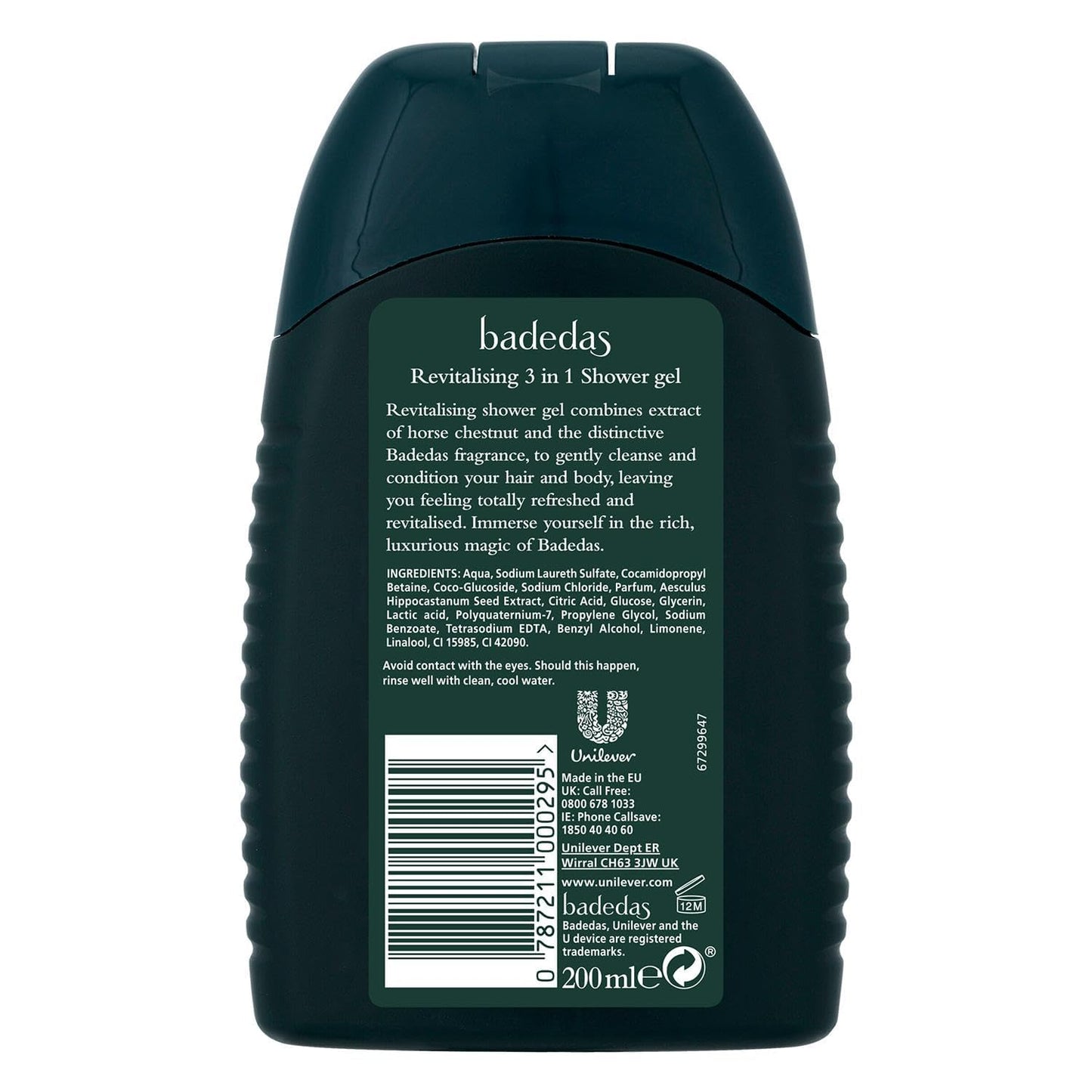 Badedas Revitalising Shower, Shampoo and Conditioner with Extract of Horse Chestnut 200ml/6.8oz by Badedas