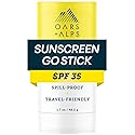 Oars + Alps Clear Face Sunscreen Stick, SPF 35 Travel Sunscreen Roll On for Face & Body, SPF Stick with Vitamin E & Antioxidants, Water & Sweat