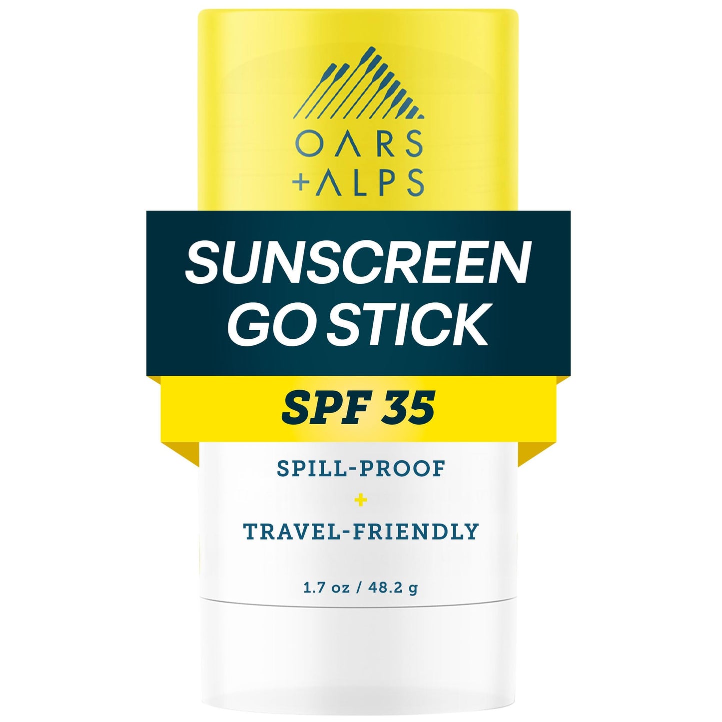 Oars + Alps Clear Face Sunscreen Stick, SPF 35 Travel Sunscreen Roll On for Face & Body, SPF Stick with Vitamin E & Antioxidants, Water & Sweat