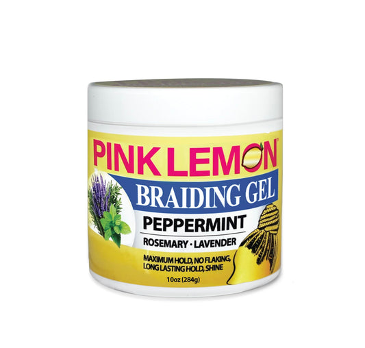 PINK LEMON Braiding Gel Peppermint - Maximum Hold, No Flaking, Long Lasting Hold, High Shine. For Micro, Inter, Dread, Faux, Loc, Twist, Braid, Edge