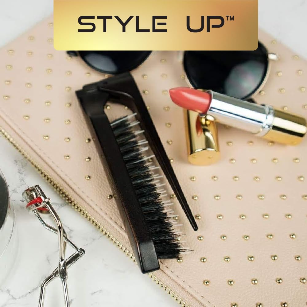 Olivia Garden Style-Up Teasing Foldable Hair Brush - 100% boar & ionic bristles STU-CO (Combo)…