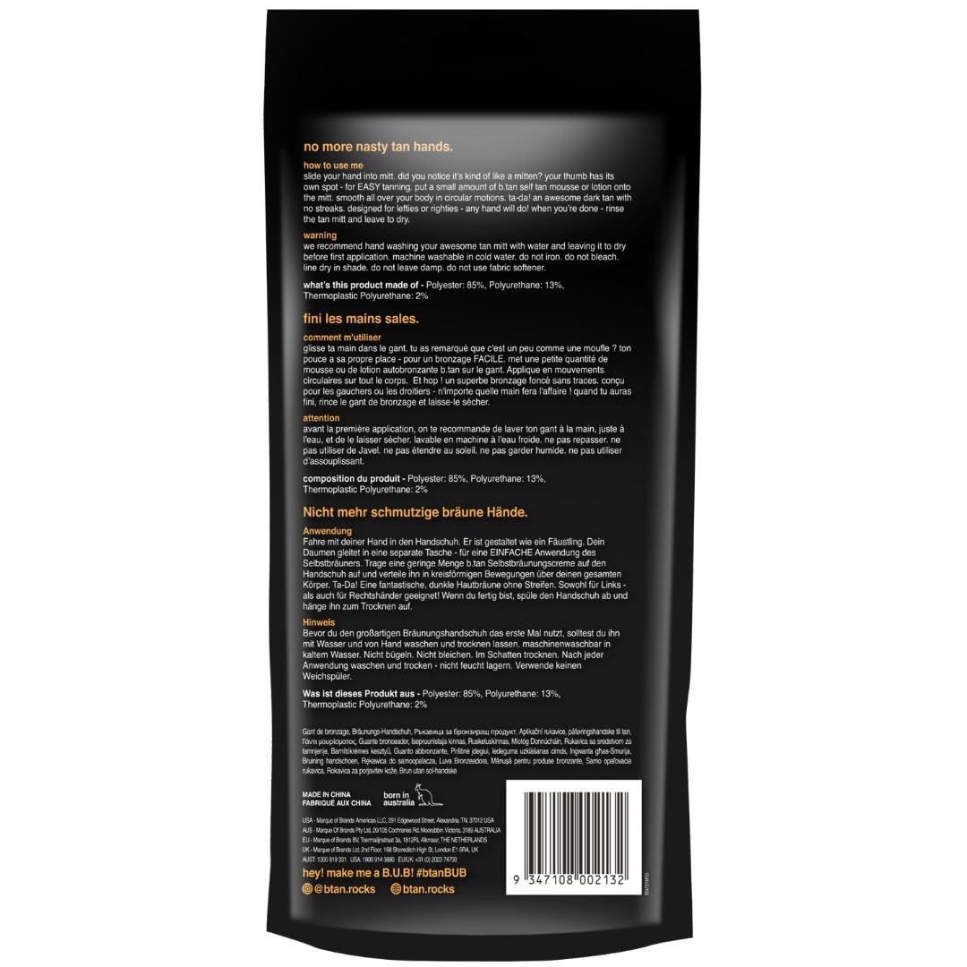 b.tan Self Tan Mitt | I Don't Want Tanner On My Hands - Sunless Tanning Applicator Glove w/Thumb, Streak-Free, Velvety Soft, Reusable, Face & Body Beauty and Personal Care B.TAN
