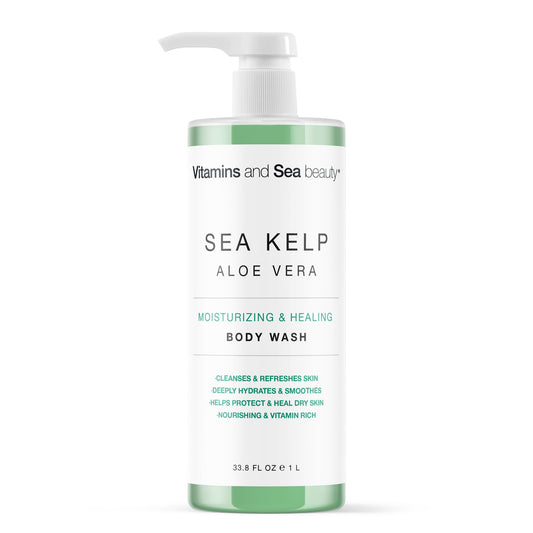 Moisturizing & Healing Body Wash with Sea Kelp & Aloe Vera - Hydrating Cleanser for Dry Skin - Vitamin-Enriched Shower Gel - 33.8 fl oz