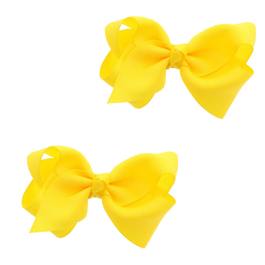 3 Inch Grosgrain Bow for Little Girls- Set of 2 (Sunshine Yellow) Beauty and Personal Care Motique Accessories Default Title