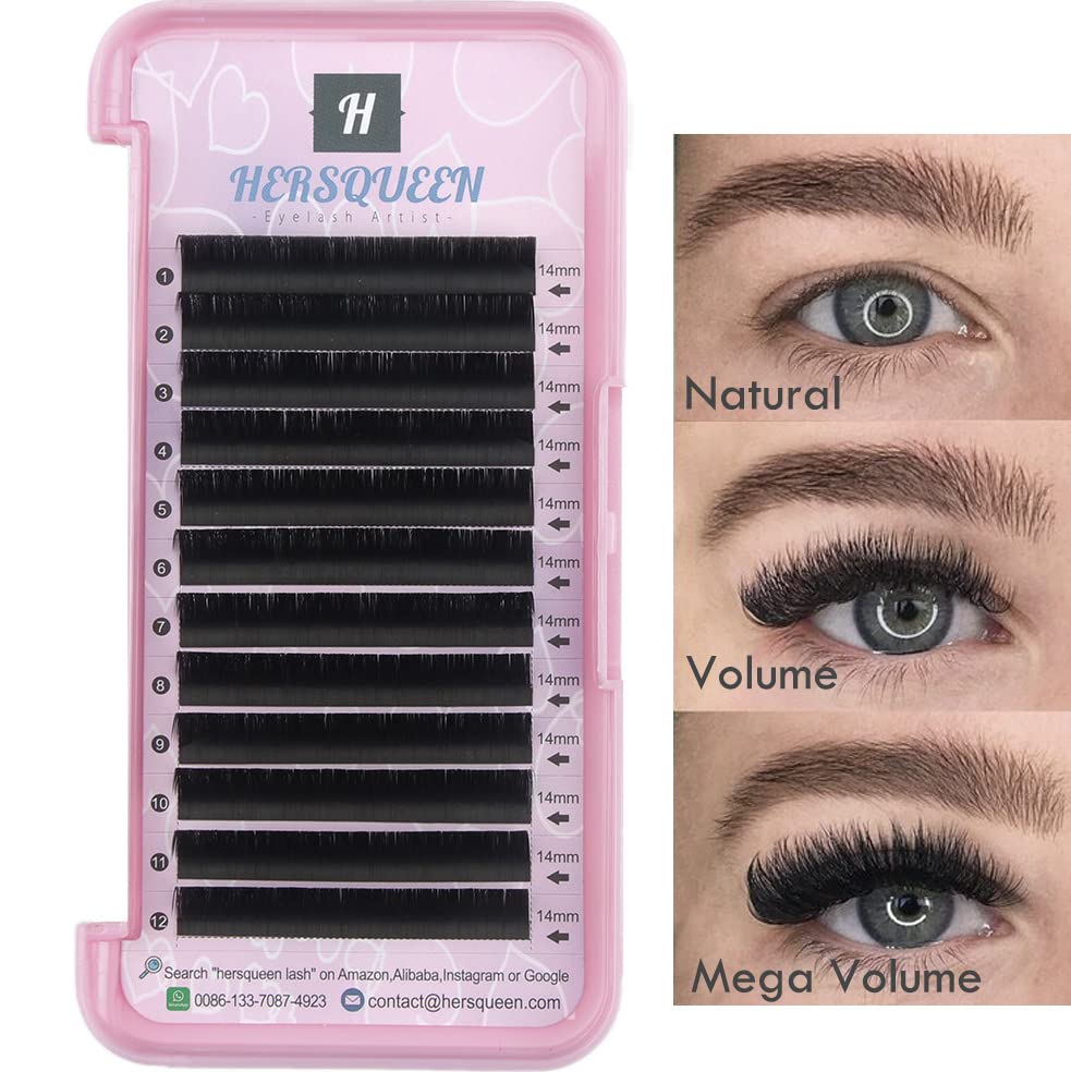 HERSQUEEN LASH Eyelash extensions trays for professional lash artist full series trays include .03 .05 .07 .10 .15 .18 .20mm thickness and C D curls