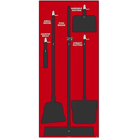 NMC SB105ACP 5S Janitorial Shadow Board, Red/Black, 68"X30", AluminumCompositePanel (Tools Sold Separately)