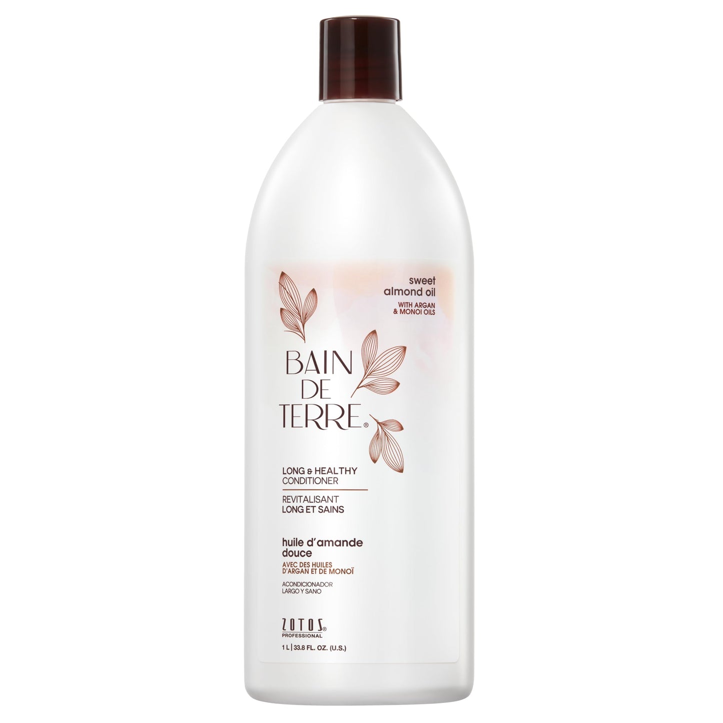 Bain de Terre Sweet Almond Oil Long & Healthy Conditioner, Strength & Protection for Weak, Damaged Hair, with Argan & Monoi Oils, Paraben-Free