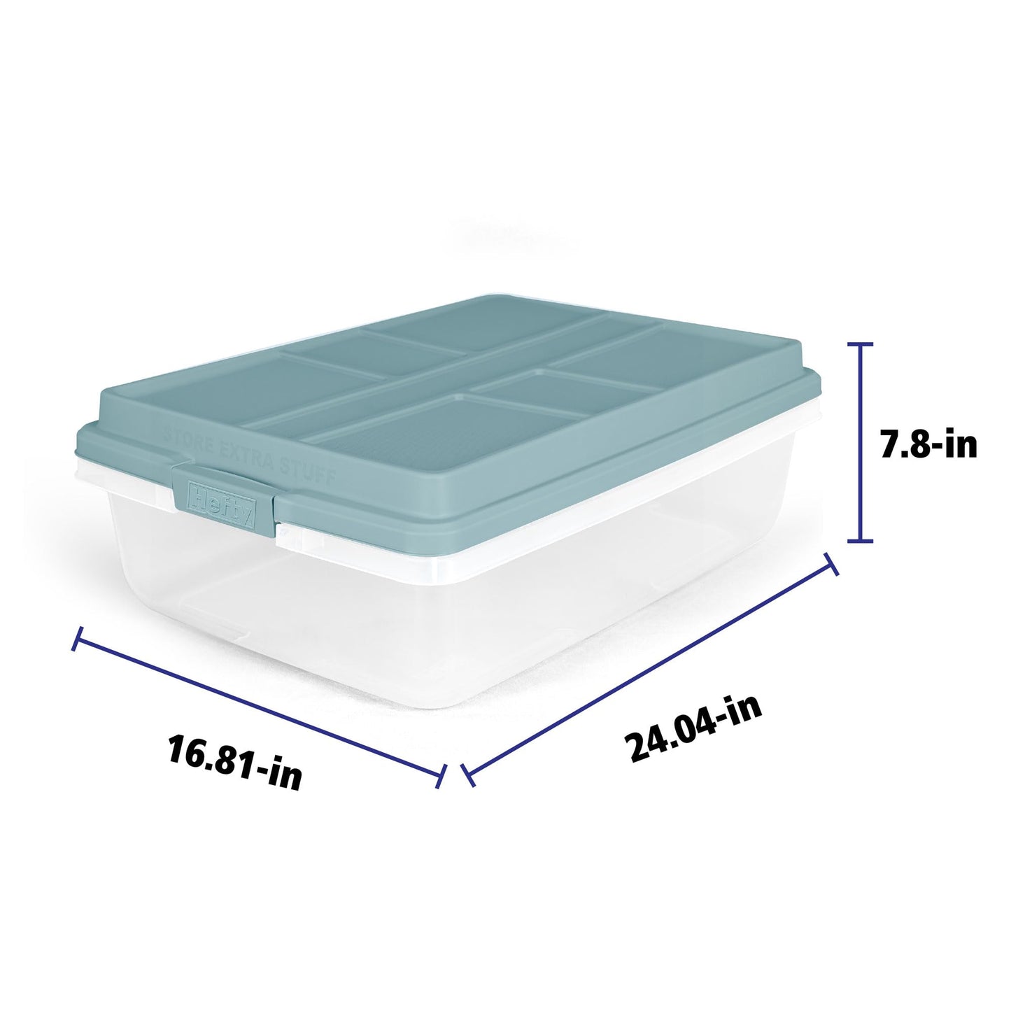 Hefty HI-RISE 40 Qt Stackable Storage Bins with Lids - 6 Pack Clear Plastic Under Bed Storage Containers, Shoe Organizer Boxes with XL Lid-Locking…