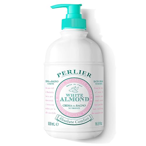 Perlier White Almond Shower & Bath Cream - Nourishing & Soothing Luxury Bath Cream Made with Almond Oil for Deep Moisturization and Hydration (16.9