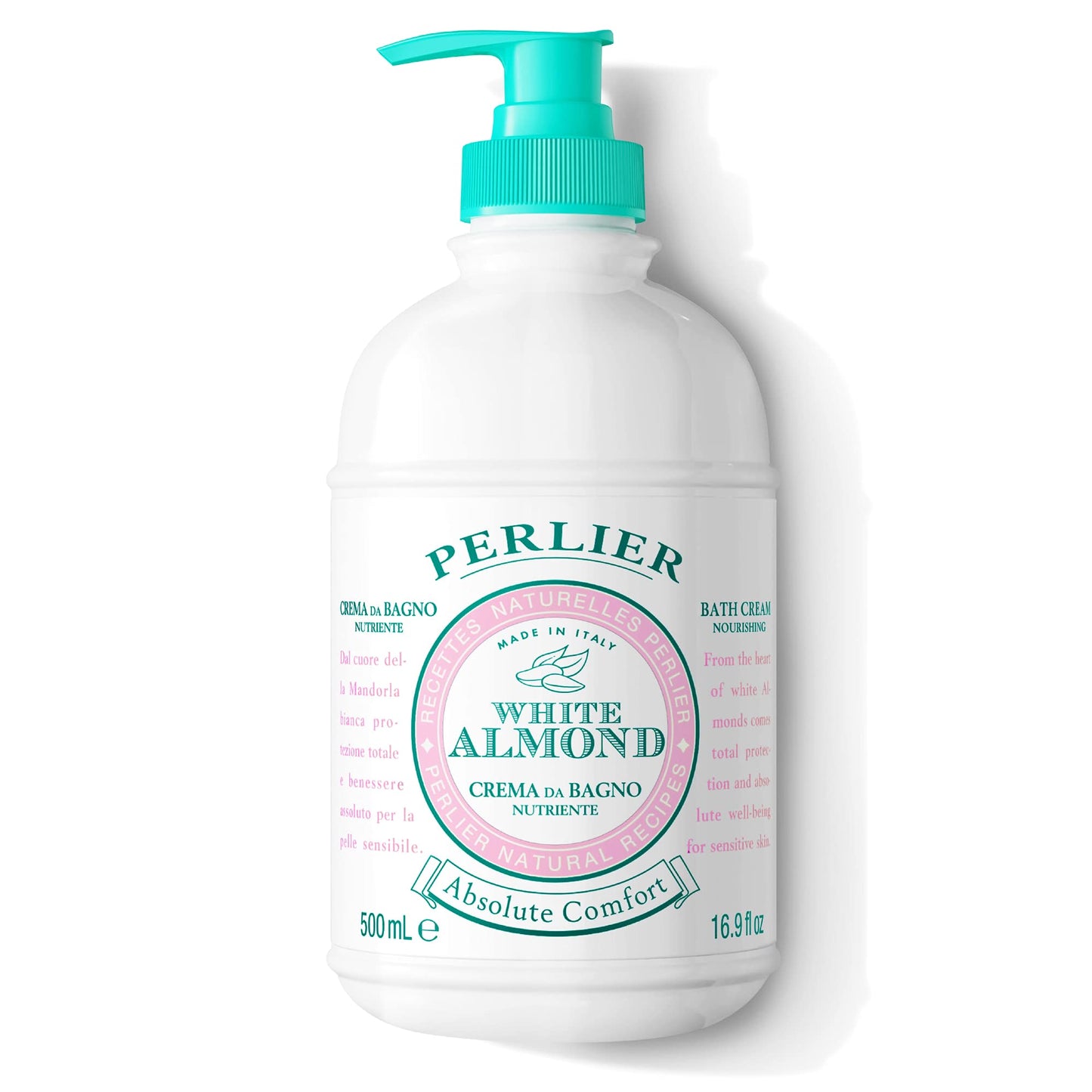 Perlier White Almond Shower & Bath Cream - Nourishing & Soothing Luxury Bath Cream Made with Almond Oil for Deep Moisturization and Hydration (16.9
