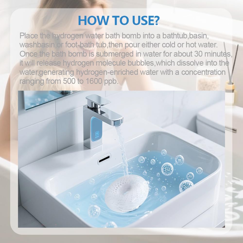 Unosuich Hydrogen Bath Bombs with Nano Bubbles - Effervescent Spa Bathtub Tablets for Deep Cleansing & Relaxation - Natural Pure Hydrogen Bath Ball Beauty and Personal Care Unosuich