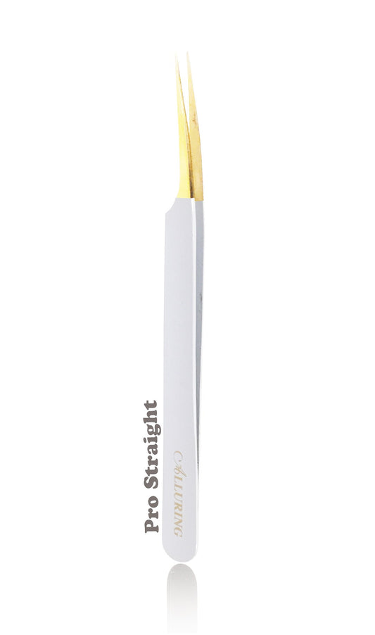 Alluring White with Gold Tip Tweezers for Eyelash Extension Beauty and Personal Care Alluring