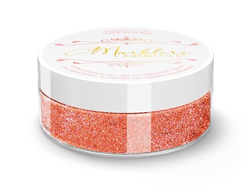 MARBLERS Chunky Natural Mica Powder [Blood Orange Pearl] 0.11oz (3g) | Highly Pigmented | Non-Toxic, Vegan, Cruelty-Free | Eyeshadow, Body Butter