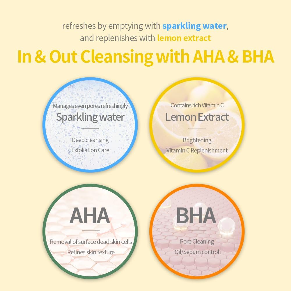 SECRETKEY Lemon Sparkling Peeling Gel, Lemon Extract with AHA & BHA, Gentle Exfoliator for Radiant, Smooth-Looking Skin, Helps Refine Pores and Uneven