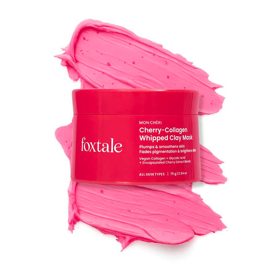 FoxTale Cherry-Collagen Whipped Clay Mask | Vegan Collagen + Glycolic Acid + PHA + Cherry Beads | Hydrates, Plumps & Firms Skin | Detoxifies Pores Beauty & Personal Care FoxTale