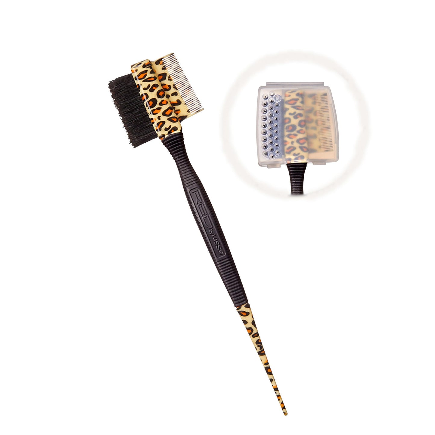 Red by Kiss Professional 3-in-1 Edge Brush with Case – Boar Bristles, Fine Tooth Comb & Rat Tail End for Edge Control & Precision Styling