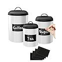 LF LIKEFAIR Farmhouse Kitchen Canisters Set of 3,Food Storage Containers for Home Kitchen, Tea, Herbs, Sugar, Salt, Coffee, Flour, Herbs (White…