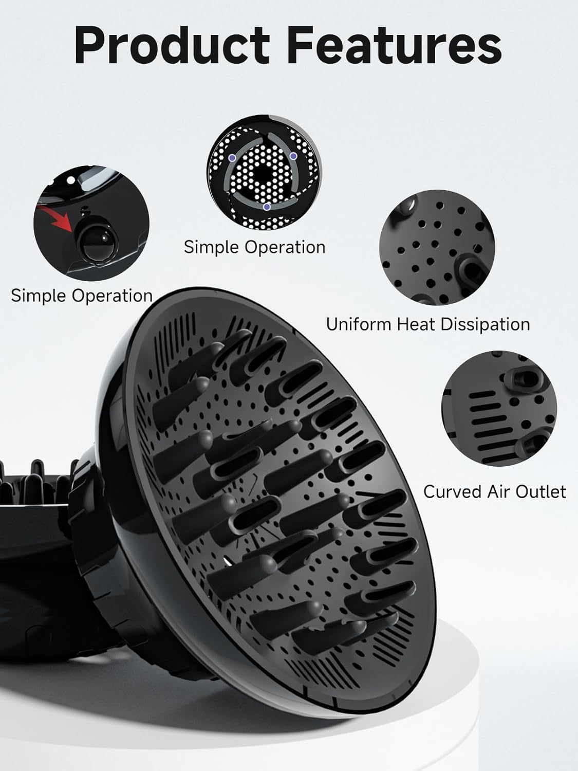 meborll Hair Diffuser, Diffuser Attachment for Hair Dryer, Hair Diffuser for Curly Hair, Universal Diffuser for 1.5-2.4" Hair Blow Dryer Long Thick Beauty and Personal Care meborll