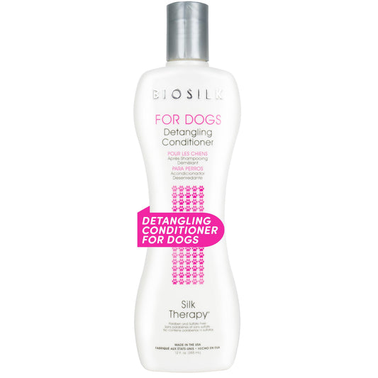 BioSilk for Dogs Silk Therapy Detangling Conditioner – Moisturizing Dog Hair Detangler & Dematting Spray, Tangle Remover, Grooming Supplies, 12 Fl Oz