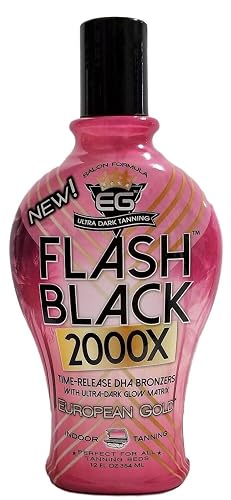 European Gold Flash Black 2000X Indoor Tanning Lotion with Advanced Time-Release DHA Bronzers, Skin Conditioning Complex, and Ultra-Dark Color