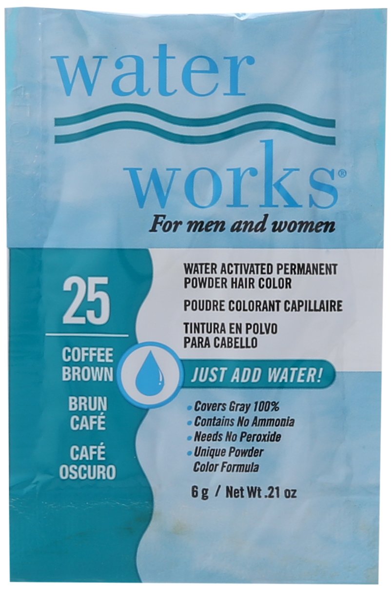 Water Works Water Activated Permanent Powder Hair Color for Men and Women, #25 Coffee Brown