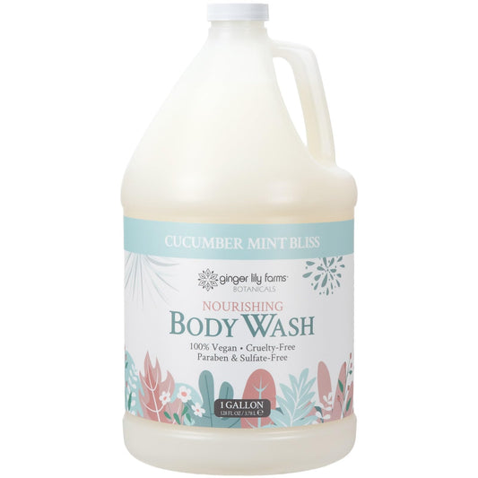 Ginger Lily Farms Botanicals Nourishing Body Wash, 100% Vegan & Cruelty-Free, Cucumber Mint Bliss Scent, 1 Gallon (128 fl oz) Refill Beauty & Personal Care Ginger Lily Farms