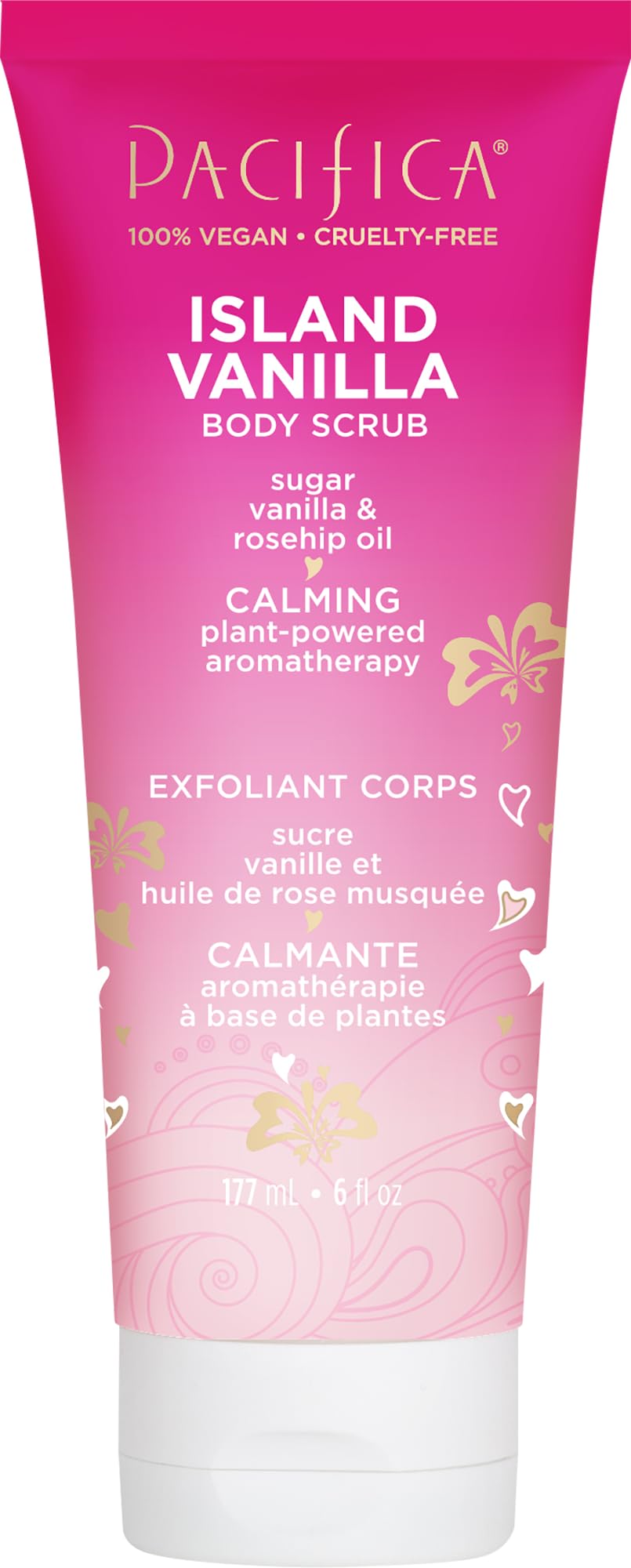 Pacifica Body Scrub - Sugar Island Vanilla Full Body Wash - Exfoliating & Moisturizing w/ Rosehip Oil - Coconut & Vanilla Scented - Clean Beauty Vegan