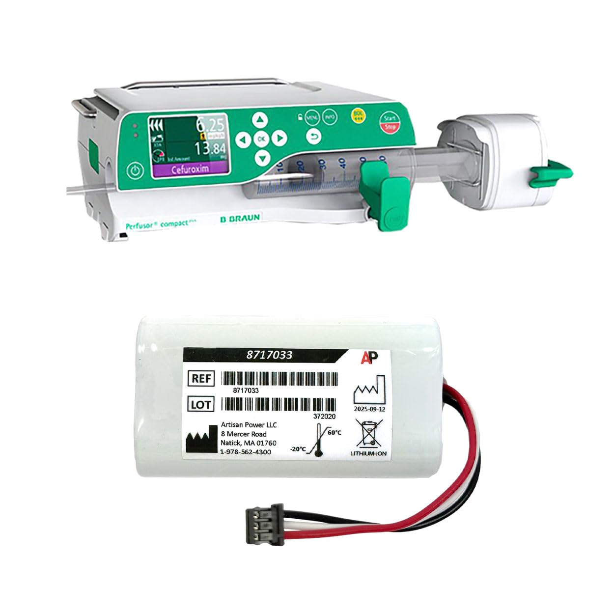 Artisan Power Replacement Battery for B. Braun Perfusor Compact Plus Syringe Pump - Li-ion 3450 mAh - Replaces 120021-O, 34522005, 33170034, 8717033 Beauty and Personal Care Artisan Power
