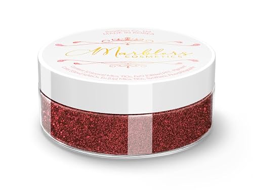 MARBLERS Glitter Mica Powder [Cherry Pie] 0.14oz (4g) | Glitter Mica | Highly Pigmented | Non-Toxic, Vegan, Cruelty-Free | Eyeshadow, Body Butter