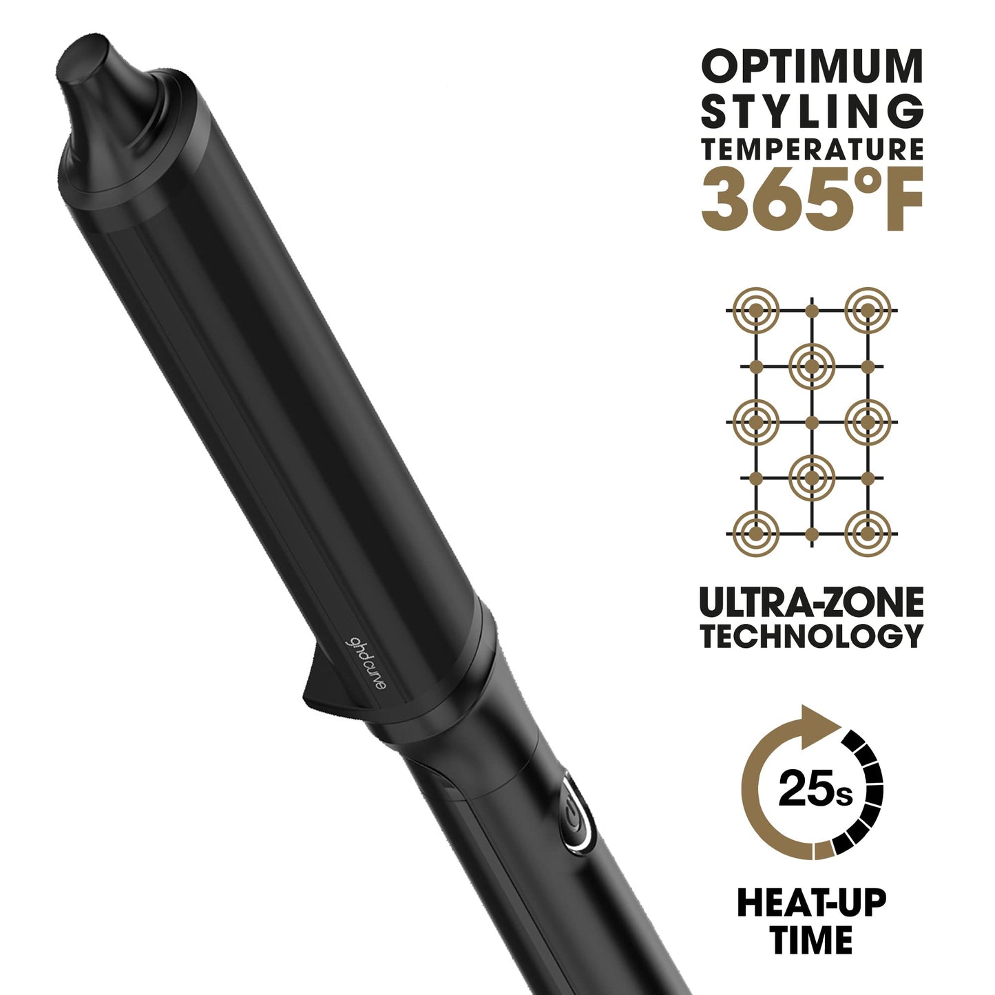ghd Curve Classic Wave Curling Wand - 0.5” to 1.5” Oval Ceramic Wand for Beachy Waves and Hollywood Curls - 365ºF Safer Hair Styling Technology, Cool