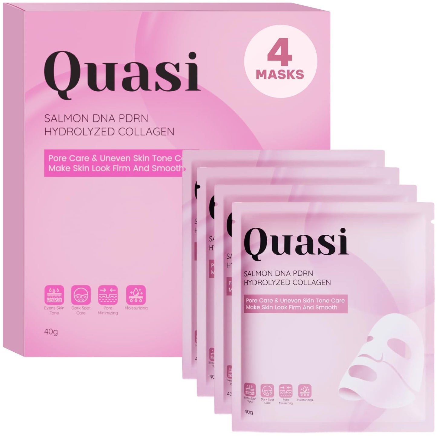 Quasi Salmon PDRN Collagen Mask - Korean Skin care Gel Face Mask for Hydration, Firming & Smoothing Skincare, Collagen Boost & Pore Care - 4 Masks Beauty and Personal Care Quasi