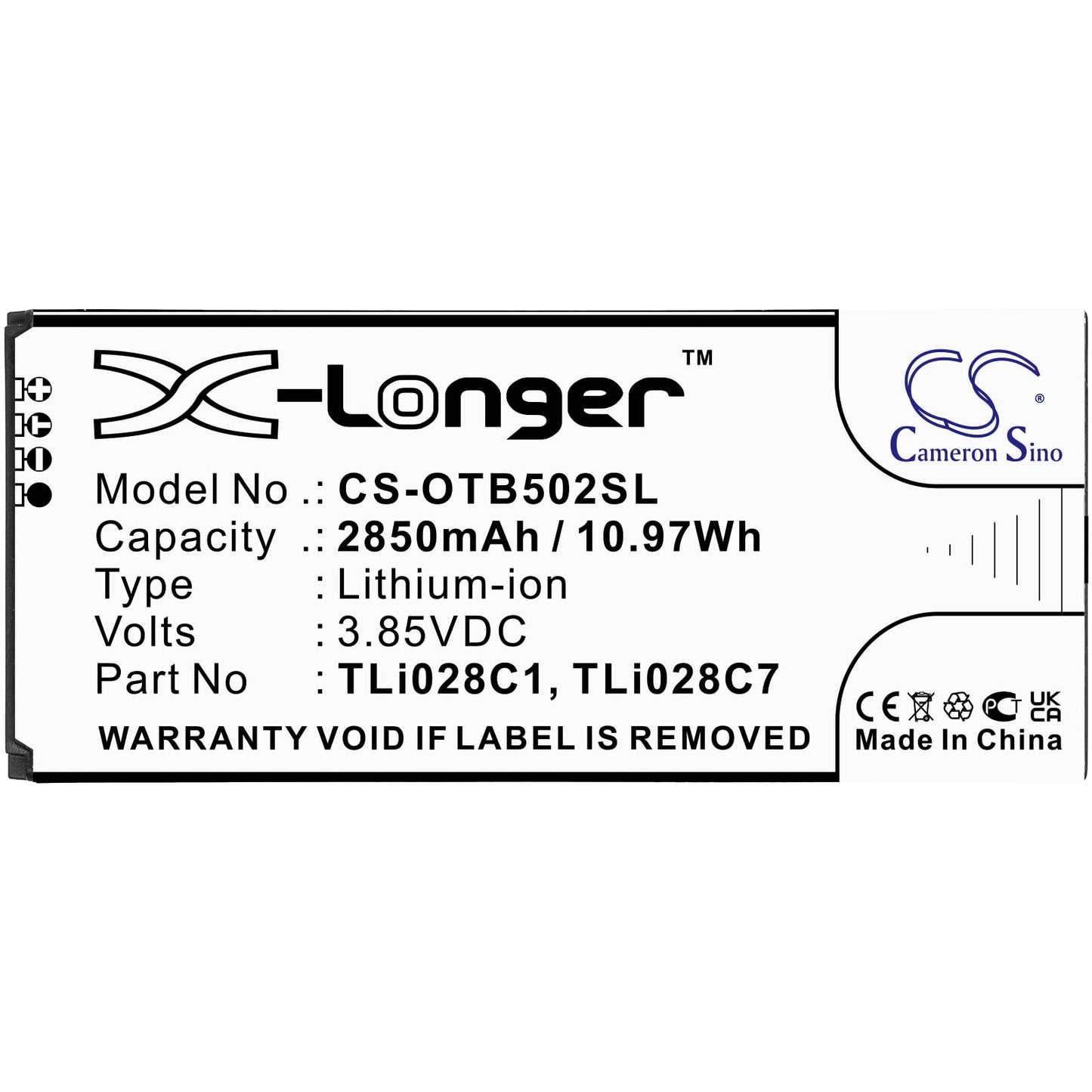 Cameron Sino New 2850mAh Replacement Battery for 1B 2020, OT-5002A, OT-5002D, OT-5002D_EEA, OT-5002F, OT-5002H, OT-5002H_EEA, OT-5002I, OT-5002M Beauty and Personal Care Cameron Sino