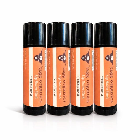 Citrus Deam Tallow Lip Balm - Moisturizing Lip Care with Grass-Fed Tallow, Natural Beeswax & Essential Oils, 4 Pack (.15 oz) Beauty and Personal Care TAGG ORGANICS