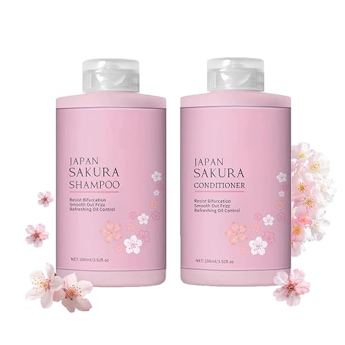 Cherry Blossoms Shampoo & Conditioner Set, Travel Size Hair Care Set, Long-Lasting Fragrance, Intense Hydration, Damage Repair, Frizz Control, Scalp