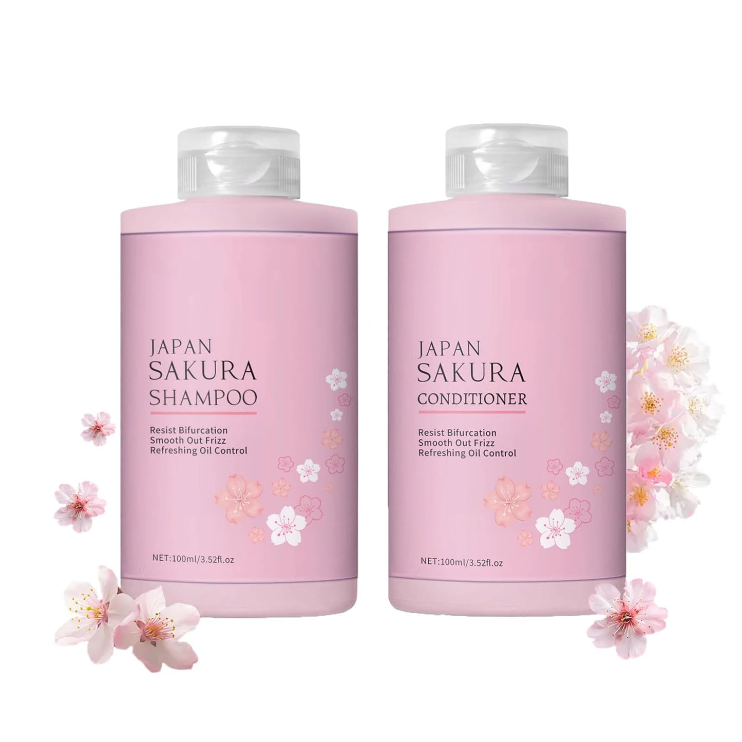 Cherry Blossoms Shampoo & Conditioner Set, Travel Size Hair Care Set, Long-Lasting Fragrance, Intense Hydration, Damage Repair, Frizz Control, Scalp