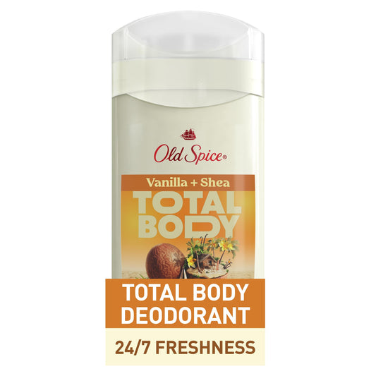 Old Spice Whole Body Deodorant Stick for Men, Aluminum Free, Vanilla + Shea Scent, 24/7 Odor Protection, 24/7 Lasting Freshness, Dermatologist Tested