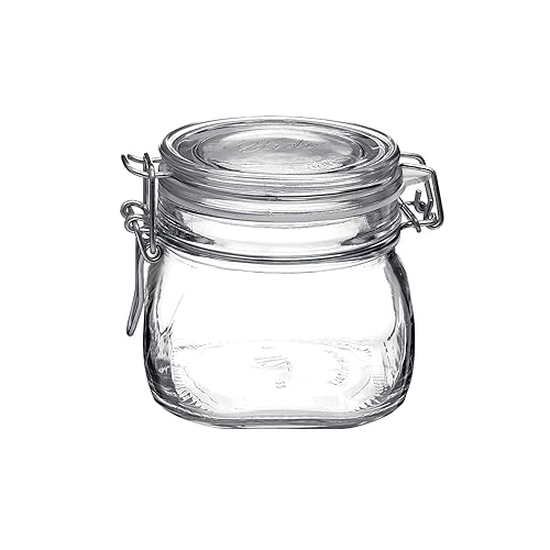 Bormioli Rocco Fido 17.5 Ounce Glass Storage Jars: Airtight Hinged Lid With Leak Proof Gasket, Wide Mouth Food Container - For Zero Waste Air Tight…
