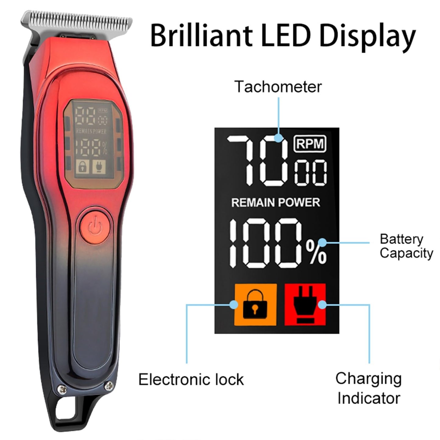 QDKVTNDJZ Hair Clippers for Men, Professional Barber Clippers Rechargeable Precision Steel Blade Hair Trimmer(Black Gold) Beauty and Personal Care QDKVTNDJZ