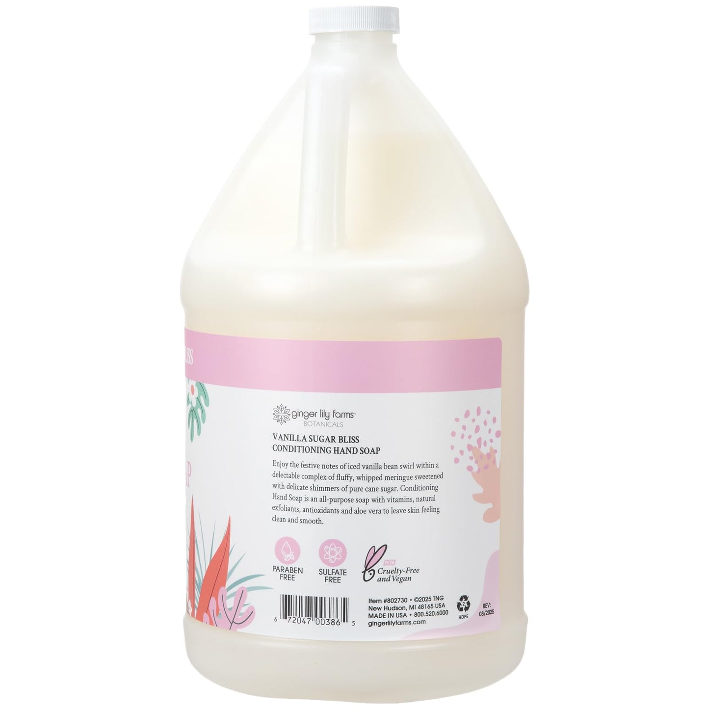 Ginger Lily Farms Botanicals Conditioning Liquid Hand Soap Refill, 100% Vegan & Cruelty-Free, Vanilla Sugar Bliss Scent, 1 Gallon (Pack of 4) Beauty & Personal Care Ginger Lily Farms