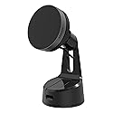 Scosche Qi2 MagSafe Car Mount, 15W Wireless Charging Suction Cup Phone Mount, Magnetic Windshield/Dashboard Cell Phone Holder with Fast USB-C Car…
