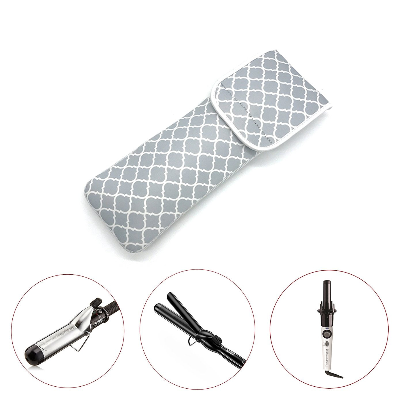 Wanty Hair Straighteners Case with Fastener - Neoprene Curling Iron Holder Flat Iron Curling Wand Travel Cover Case Bag PouchShield Curling Iron Cover