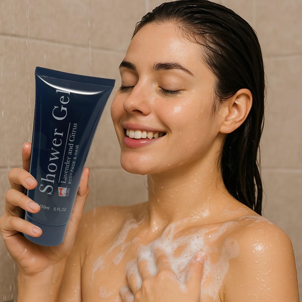 G.B.S Lavender & Citrus Shower Gel & Body Soap Wash Scalp Scrubber Shampoo Brush Set for Men and Women for Daily Use 3 in 1 For Body, Face, Hair
