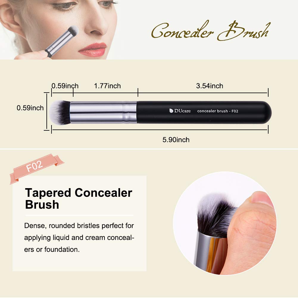 DUcare Makeup Brushes 3Pcs Foundation Contour Bronzer Brush,Concealer Brush,Blusher Powder Brush, Face Kabuki Travel Buffing Stippling Liquid Blending